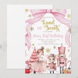 Land of Sweets nutcracker birthday invitation. Invitation