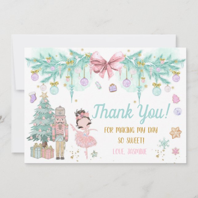 Land of Sweets Sugar Plum Fairy Nutcracker Thank Y You Card (Front)