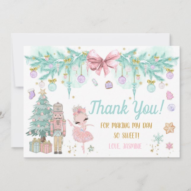 Land of Sweets Sugar Plum Fairy Nutcracker Thank You Card (Front)