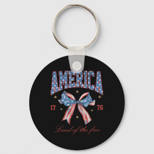 Land Of The Free 1776 Eagle 4th Of July Women Men Key Ring