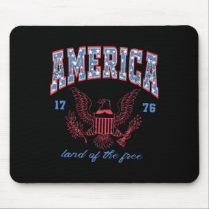 Land Of The Free 1776 Eagle 4th Of July Women Men  Mouse Mat