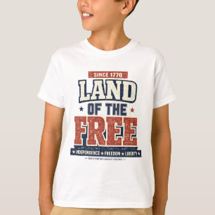 Land of the Free 1776 Patriotic Boys T-Shirt