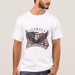 Land of the Free American Flag Patriotic Eagle T-Shirt