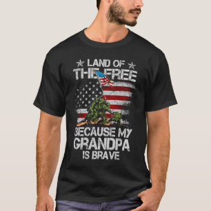 Land Of The Free Because My Grandpa Is Brave Veter T-Shirt