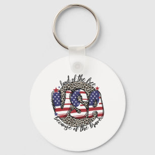 Land Of The Free Because Of The Brave 4th July Leo Key Ring