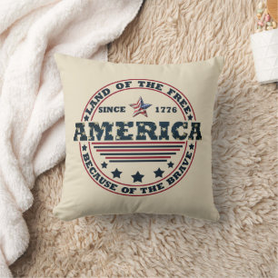Land Of The Free Because Of The Brave 4th of july Cushion