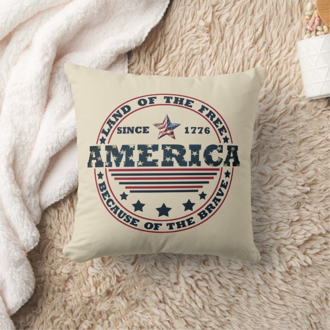 Land Of The Free Because Of The Brave 4th of july Cushion (Blanket)