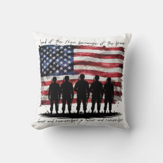 Land of the Free Because of the Brave Cushion