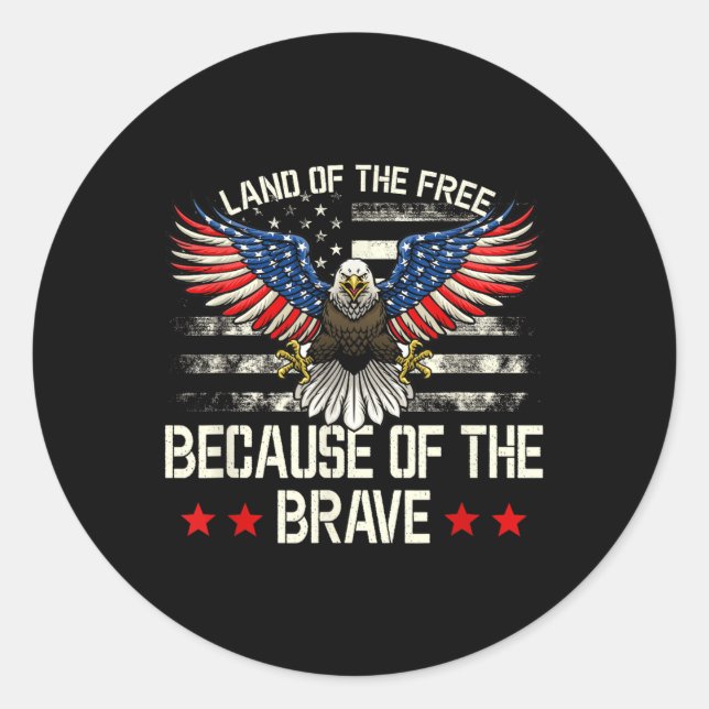 Land Of The Free,because Of The Brave Memorial Classic Round Sticker (Front)