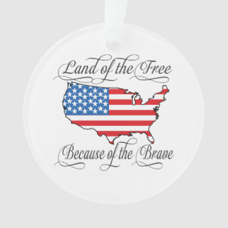 Land of the Free because of the Brave Patriotic US Ornament