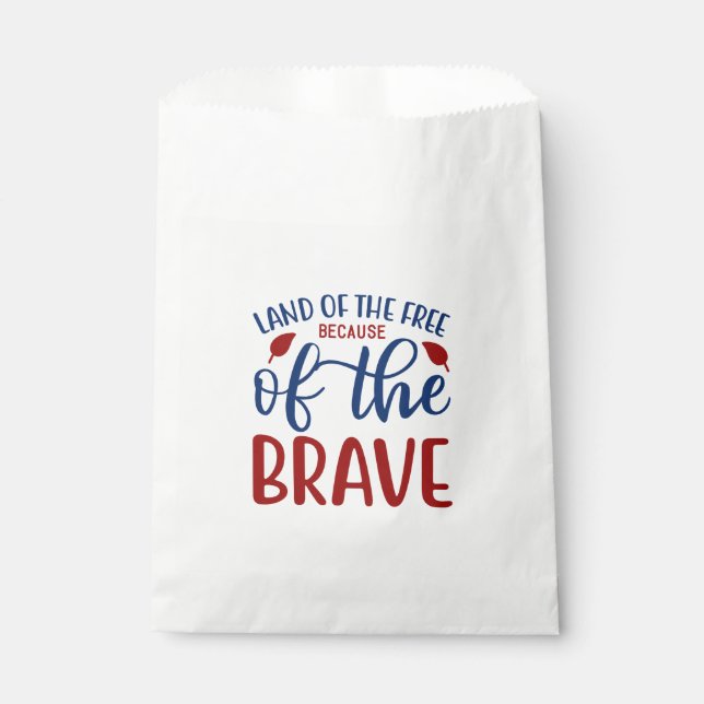 Land of the Free Because of the Brave Red Blue Favour Bags (Front)