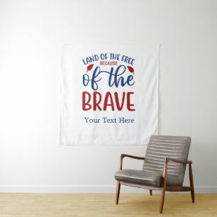 Land of the Free Because of the Brave Red Blue Tapestry