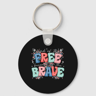 Land Of The Free Because Of The Brave Retro 4th Of Key Ring