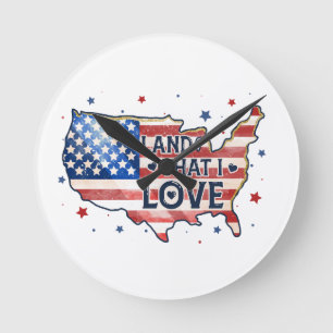 Land of the Free Because of the brave Round Clock