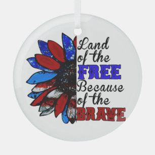 Land Of The Free Because Of The Brave - USA Glass Tree Decoration
