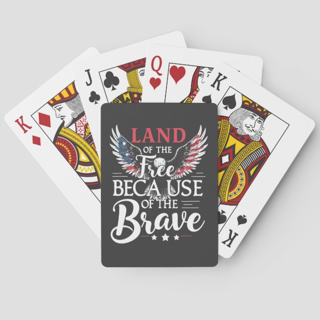 Land of The Free Because of The Brave Veteran's  Playing Cards (Back)