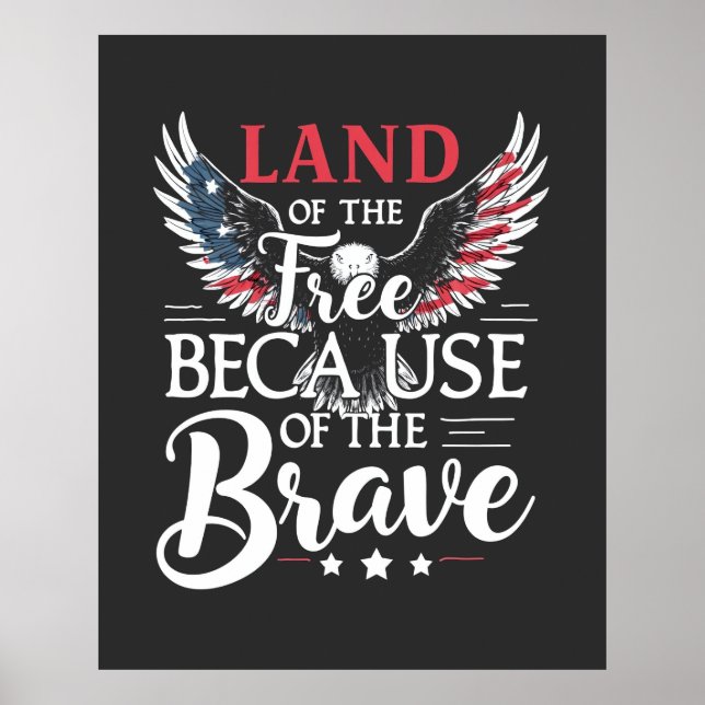 Land of The Free Because of The Brave Veteran's  Poster (Front)