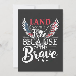 Land of The Free Because of The Brave Veteran's Thank You Card