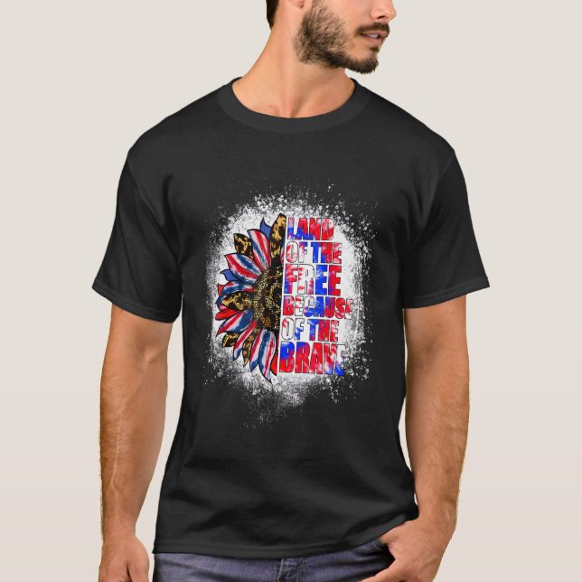Land Of The Free Because The Brave Leopard Tie Dye T-Shirt (Front)