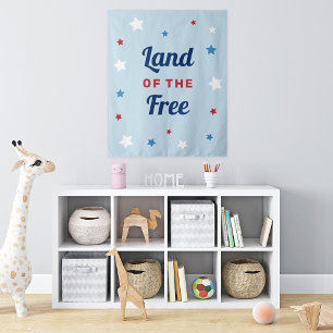 Land of the Free Blue Fourth of July Tapestry