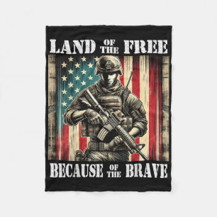Land Of The Free Brave Military Veterans Day Memor Fleece Blanket