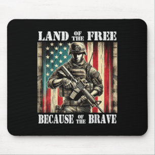 Land Of The Free Brave Military Veterans Day Memor Mouse Mat