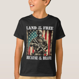 Land Of The Free Brave Military Veterans Day Memor T-Shirt