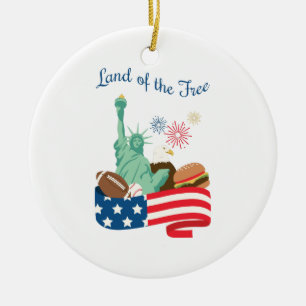 Land Of The Free Ceramic Tree Decoration
