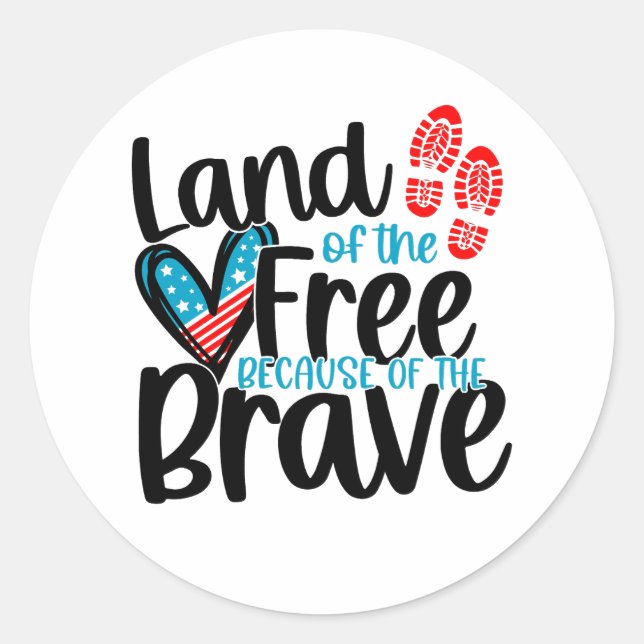 Land of the free  classic round sticker (Front)