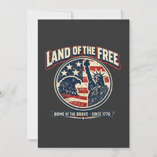 Land Of The Free Home Of The Brave | 4th of july Holiday Card