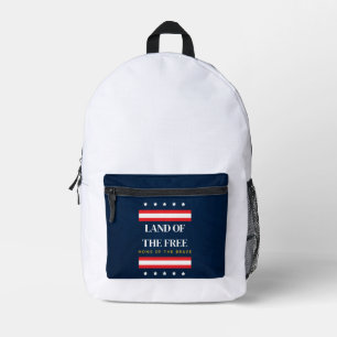 Land of the Free Home of the Brave 4th of July Printed Backpack