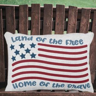 Land of the Free Home of the Brave Patriotic Decorative Cushion