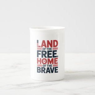 Land of the Free   Home of the Brave USA Shirt Bone China Mug