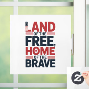 Land of the Free Home of the Brave USA Shirt Window Cling