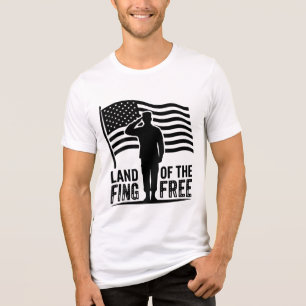 Land of the Free Military Salute American Flag Tri-Blend Shirt