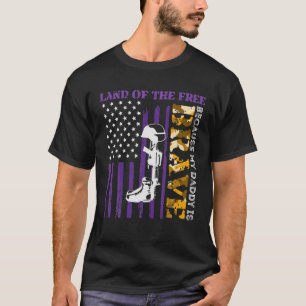 Land Of The Free My Daddy Is Brave Purple Up Milit T-Shirt