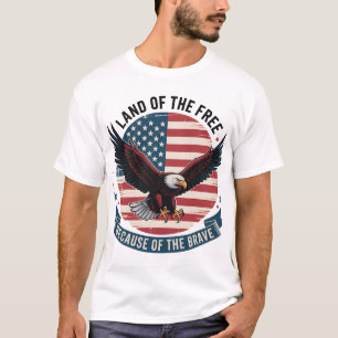 Land of the Free Patriotic Eagle Art T-Shirt