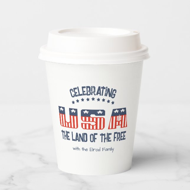 Land of the Free Patriotic Paper Cups (Front)