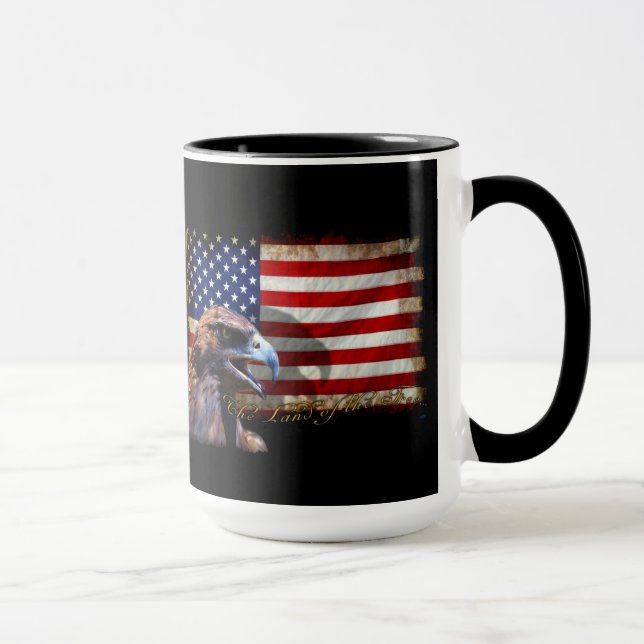 Land of the Free Patriotic US Flag and Eagle Mug (Right)