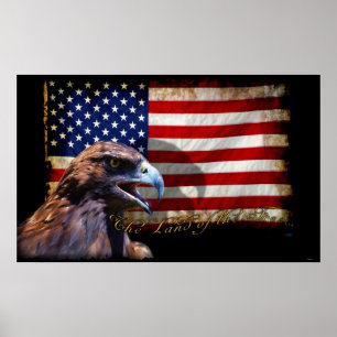 Land of the Free Patriotic US Flag and Eagle Poster