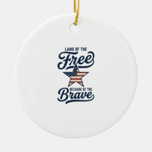 Land of the Free Patriotic Vintage Shirt Design_1 Ceramic Tree Decoration
