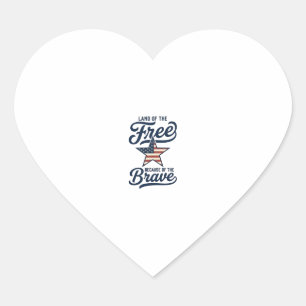 Land of the Free Patriotic Vintage Shirt Design_1 Heart Sticker