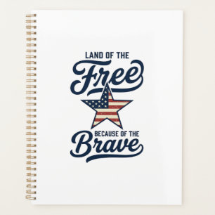 Land of the Free Patriotic Vintage Shirt Design_1 Planner