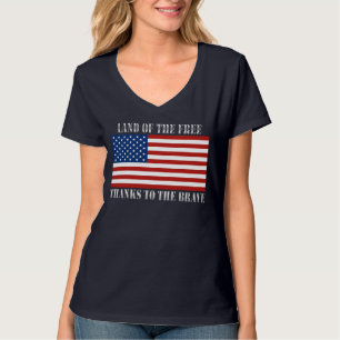 Land Of The Free Thanks To The Brave US Flag T-Shirt