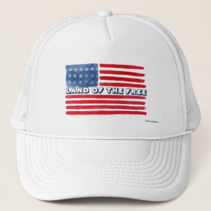 Land of the Free Trucker Hat - USA Flag Cap