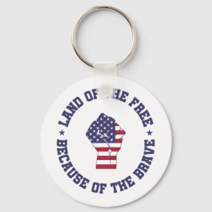 Land of the free USA Flag Patriotic  Key Ring