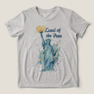 "Land of the Free - Watercolor Statue of Liberty P Tri-Blend Shirt