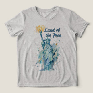 "Land of the Free - Watercolor Statue of Liberty P Tri-Blend Shirt