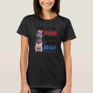 Land Of The Furry Pug 4th Of July Merica Usa Ameri T-Shirt