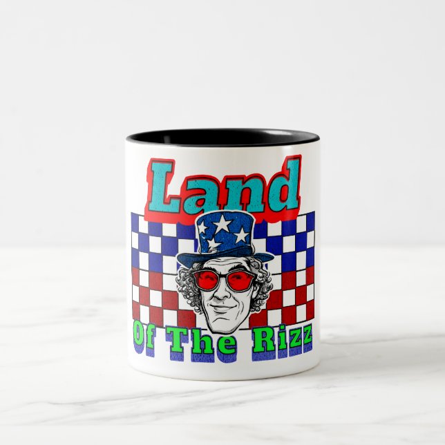 Land Of The Rizz 4th Of July , Memorial day Two-Tone Coffee Mug (Center)